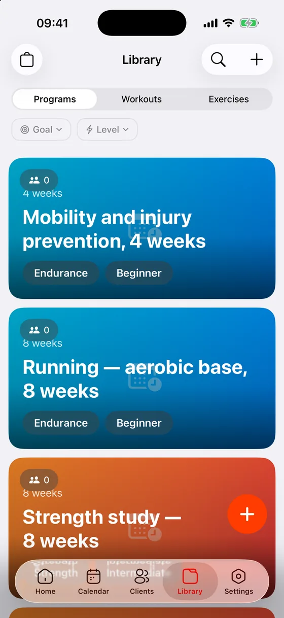 Programs for different sports