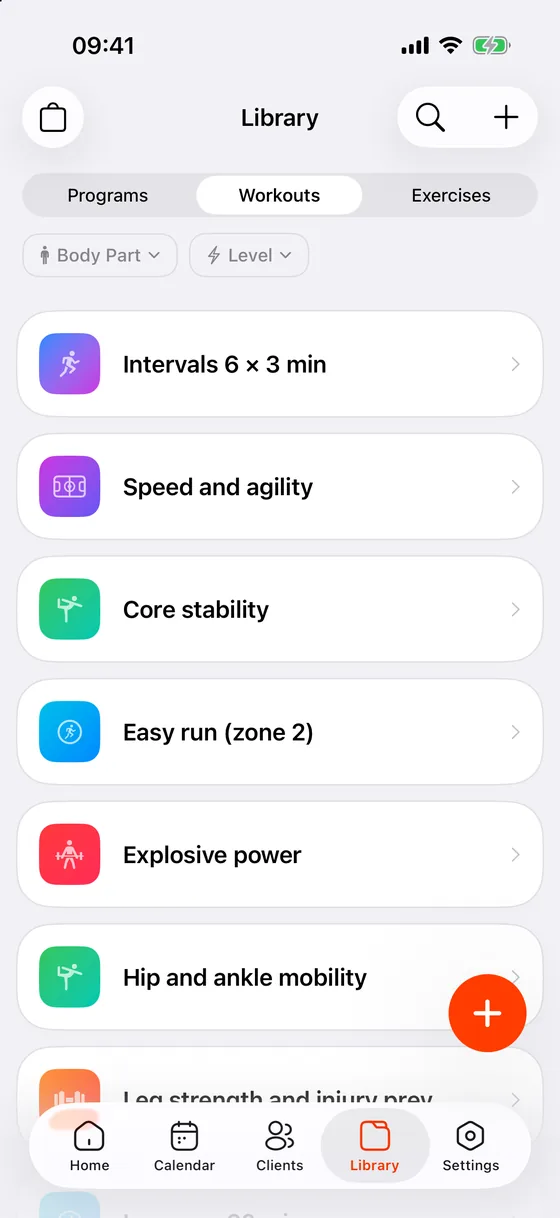 Workouts by sport